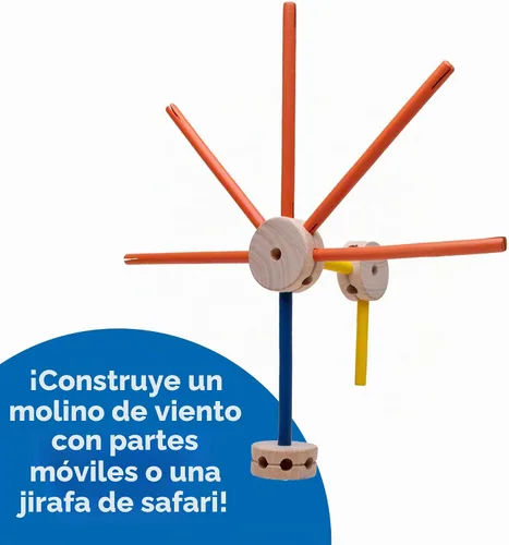 Vista 4 de Schylling MKT Super Makit - Juguete clásico de construcción de madera, más de 3 años, 70 piezas (1 EA)