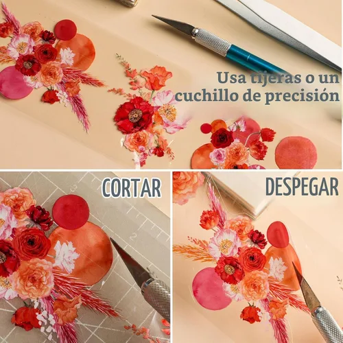 Vista 4 de Juego de 12 Rollos de Cinta Washi Floral de PET y Pegatinas de PET – Fácil de Usar para Journaling y Elaboración de Tarjetas, Ideal para 12 rollo