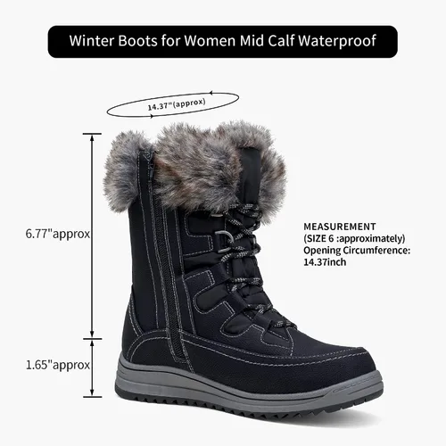 Vista 6 de VEPOSE - Botas de invierno para mujer impermeables