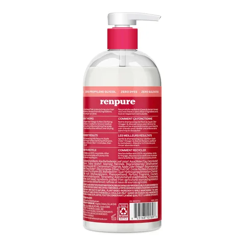 Vista 2 de RENPURE Vinagre de sidra de manzana y acondicionador de aloe, a base de plantas, aclara, elimina los residuos y nutre para un cabello brillante