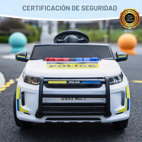 Vista 7 de TOBBI Coche eléctrico de policía para que los niños conduzcan con control
