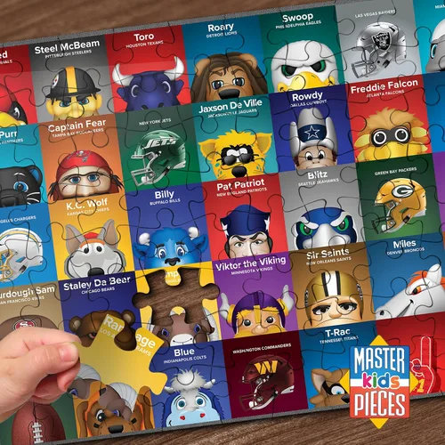 Vista 2 de NFL Mascots - Rompecabezas de 100 piezas para niños, producto oficial de la NFL, 14 x 19 pulgadas