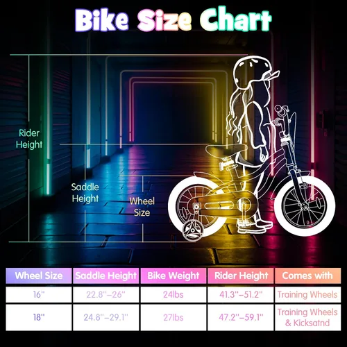 Vista 7 de Olakids Bicicleta de 16 18 pulgadas para niños con luces, ruedas de Azul