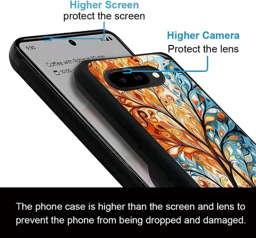 Vista 1295 de Compatible con Google Pixel 4A 5G Mobile Case Creative Acrylic Panel trasero Silicona Protección Grip especialmente diseñado para Google Pixel 4A 5G