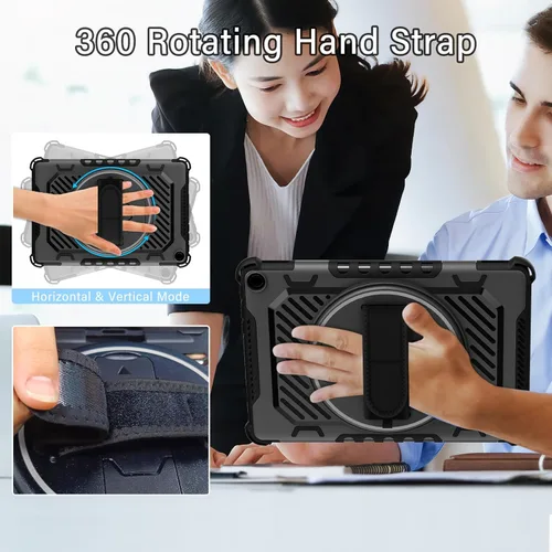 Vista 4 de ROISKIN Funda para Tablet Fire HD 10 de 2023 con soporte de patada de 360 y correa de mano