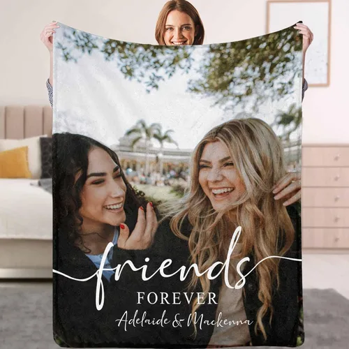 Vista 12 de YESCUSTOM Manta personalizada de collage de fotos para mejor amiga o mejor amiga, mantas con imagen personalizada con texto en inglés "To My