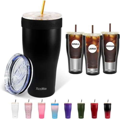 Vista 15 de Funda universal para café helado, aislante de acero inoxidable de 32 onzas, se adapta a tazas Starbucks/Dunkin/McDonalds, doble pared reutilizable
