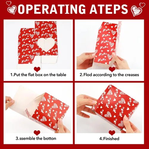 Vista 5 de Outus 24 cajas de postre, 4 x 4 x 3 pulgadas en forma de corazón con ventana de PVC, cajas para el día de San Valentín
