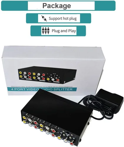 Vista 5 de MT-VIKI Distribución de audio de video compuesto de 4 vías y 3 RCA (1 en 4 salidas)