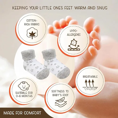 Vista 2 de Calcetines para bebé recién nacido, 12 pares (0-6 meses), zapatos suaves y acogedores para bebé, calcetines cálidos de primera calidad, regalo