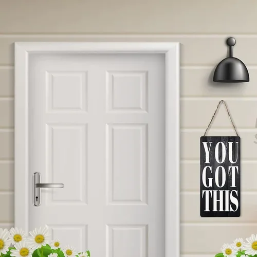 Vista 3 de Letrero de madera para puerta con texto en inglés "Before You Leave This Home Always Rememember" ("Before You Leave This Home Always Rememember")