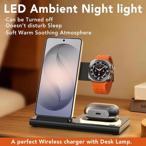 Vista 9 de Wireless Charger for Samsung Charging Station, Foldable & Nightlight