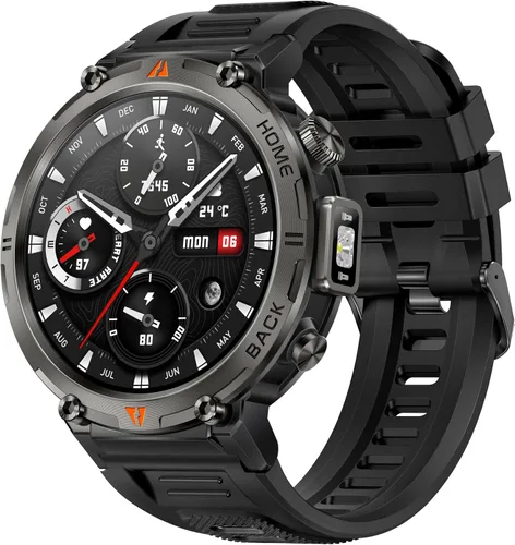 Vista 11 de Relojes inteligentes militares para hombres con GPS integrado con brújula linterna LED, reloj inteligente táctico resistente al agua 3ATM con texto