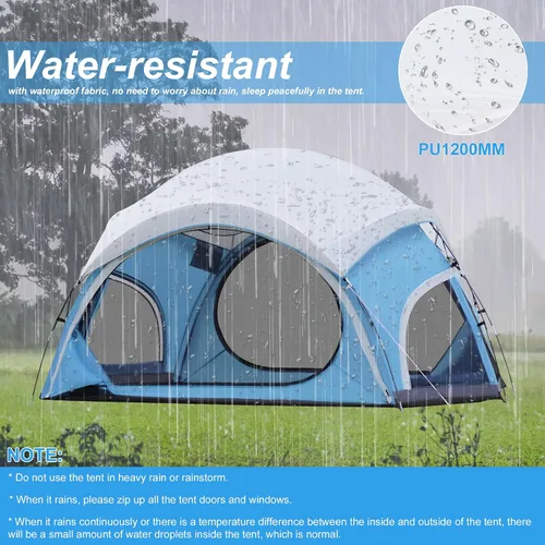 Vista 6 de Vidalido Tienda de campaña para 3 a 4 personas con 2 puertas de malla grandes, 4 ventanas de malla, tienda familiar de doble capa, impermeable