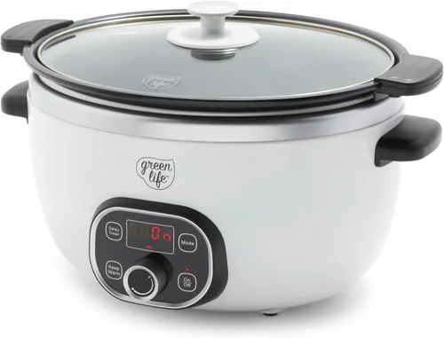 Vista 17 de GreenLife Olla de cocción lenta de 6QT, olla de cerámica antiadherente no tóxica sin PFAS, recipiente interior extraíble, programable, apta