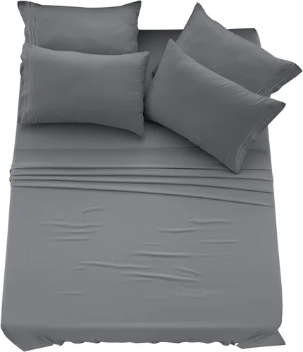Vista 345 de LUX Décor - Juego de sábanas Twin de microfibra ultrasuave de 3 piezas con sábana encimera, sábana bajera de 16 pulgadas de profundidad y funda