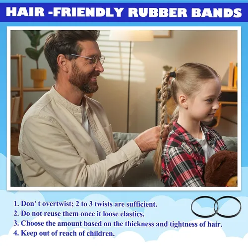 Vista 6 de 2000PCS pequeñas bandas de goma para el cabello, negro elástico plástico disponible de los lazos del pelo Soportes para el cabello, ideales