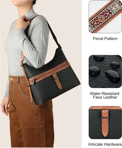 Vista 7 de FADEON Bolsos bandolera y mochila para mujer, colección marrón