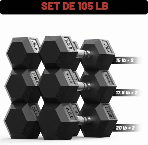 Vista 2 de Dumbbell Set 45-550lb, Rubber Encased, Strength Training Home Gym