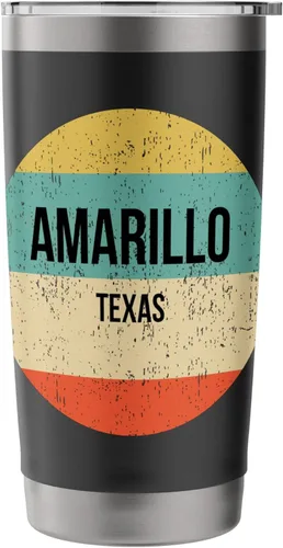 Vista 3 de Camisa Amarillo Texas Vaso aislado de acero inoxidable amarillo Negro