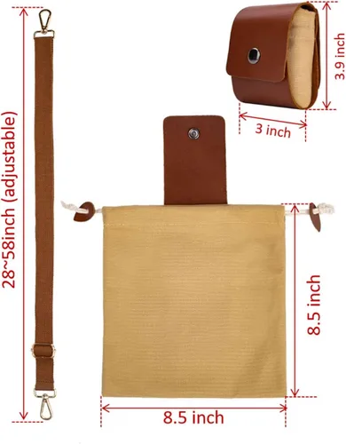 Vista 4 de Foraging Bag Adjustable Shoulder Strap Canvas Foraging Pouch for Hiking, Bushcraft, Collapsible Belt Bag for Collecting Mushrooms, Rocks, Seashells