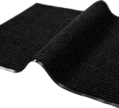 Vista 5 de fani Tapete negro resistente para entrada interior y exterior, impermeable, de perfil bajo, tapete de entrada para puerta delantera, patio, parte