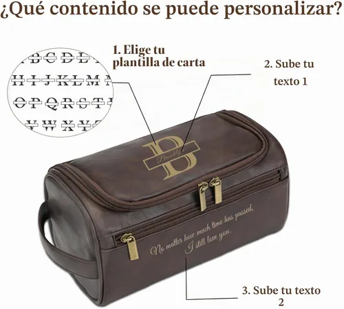 Vista 4 de Regalos personalizados para hombre Neceser Marrón oscuro