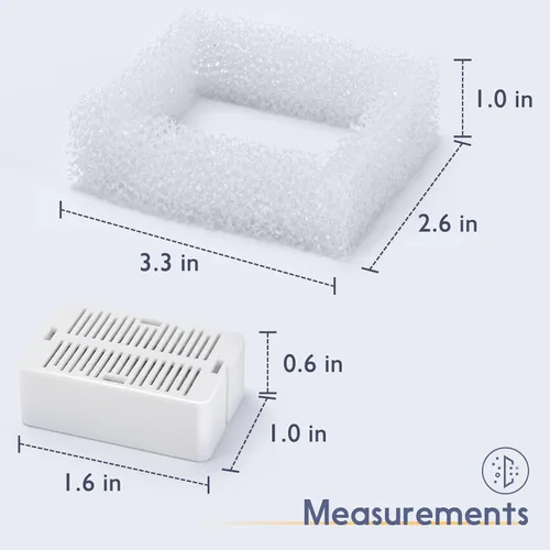 Vista 3 de Lawfery Paquete de 8 filtros de fuente de agua de cerámica para gatos, 8 filtros de fuente para gatos y 2 esponjas de prefiltro para fuentes de agua