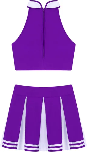 Vista 6 de JanJean Top corto uniforme con falda plisada para mujer colegialas