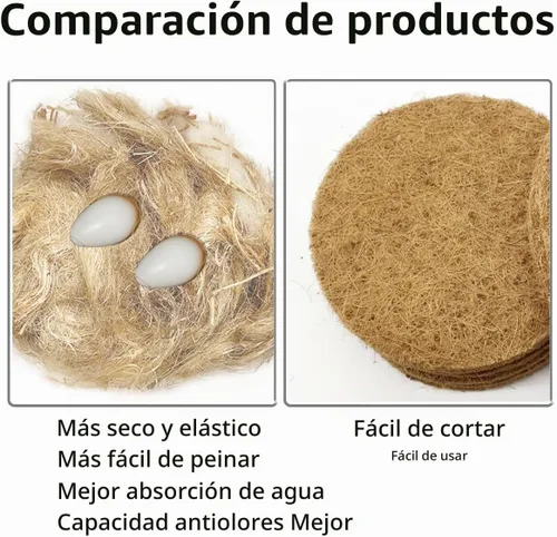 Vista 3 de Mezcla natural de materiales de anidación de pájaros, 4 tipos de materiales, proporción profesional a juego con almohadillas