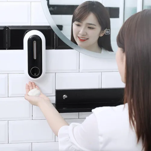 Vista 7 de Dispensador de jabón sin contacto Dispensador automático de jabón para baño, cocina, hotel, restaurante montado en la pared