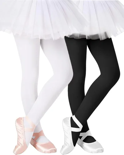 Vista 13 de Century Star Mallas de ballet para niñas pequeñas con pies opacos 00 1 paquete blanco