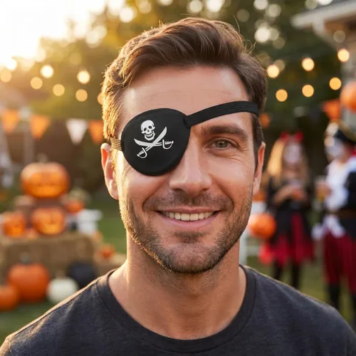 Vista 3 de WINOMO Cráneo pirata Crossbone Niños Niños Eye Patch Eye Mask for Lazy Eye Mask (Negro)