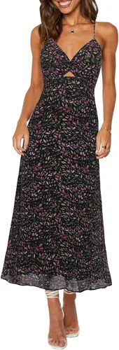 Vista 2 de ZAFUL Vestido largo de verano con tirantes delgados para mujer, diseño floral, con nudo frontal, sexy, cuello en V, sin espalda, para vacaciones