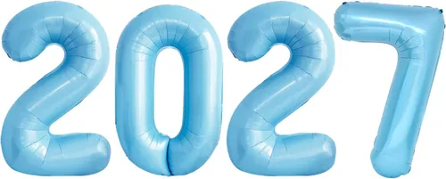 Vista 10 de GOER Globos de papel de aluminio 2026 para fiesta de Año Nuevo, suministros de fiesta, decoraciones de graduación (negro, 16 pulgadas)