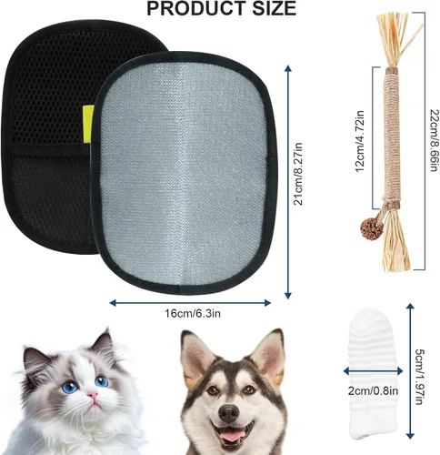 Vista 2 de Guantes de depilación de mascotas, paquete de 2, cepillo reutilizable para gatos y perros, removedor electrostático de pelo para muebles, alfombras