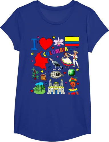Vista 24 de Camiseta con diseño de bandera y mapa de I Love Colombia dibujada a mano