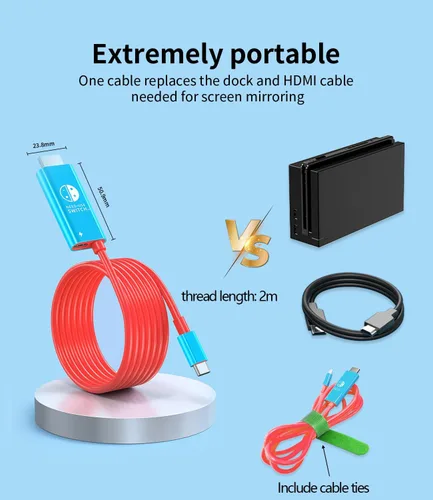 Vista 4 de Adaptador de interruptor de TV para Nintendo Switch, estación de acoplamiento para TV, cable USB C a HDMI, USB C a HDMI con alimentación, compatible