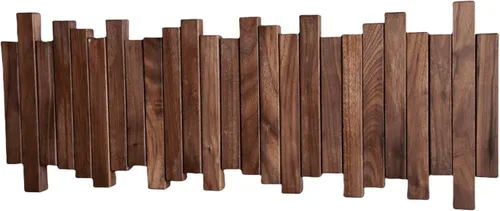 Vista 4 de Perchero de madera natural para piano de pared Perchero de pared Perchero de pared abatible con 5 ganchos Gancho de arte para pared