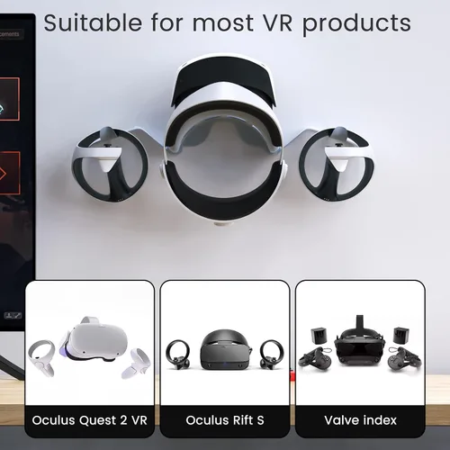 Vista 2 de DGLOZE VR Wall Mount Stand Holder Hook for VR2,Valve Index,MetaOculus Quest2, Rift,Vive Cosmos and Mixed Reality Headsets, Fits Most VR Headset