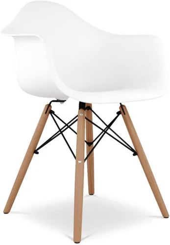 Vista 4 de Pyramid - Sillones de plástico y madera de haya de 17.5 pulgadas, color blanco (juego de 2)