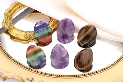 Vista 6 de QINJIEJIE Piedra de preocupación para el pulgar para la ansiedad, cristales de chakras, piedras curativas para la preocupación de los chakras