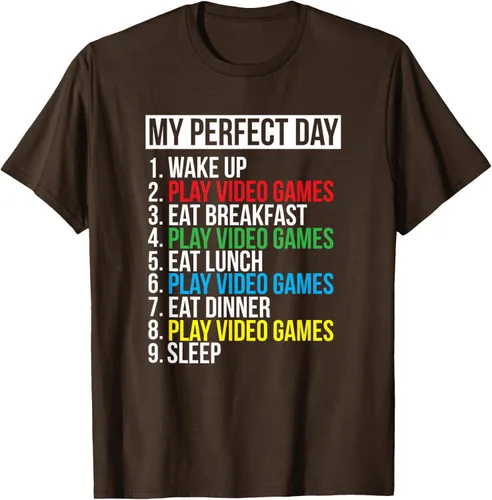 Vista 7 de My Perfect Day" - Camiseta negra de ajuste clásico, cuello redondo, manga corta, poliéster y algodón, Negro