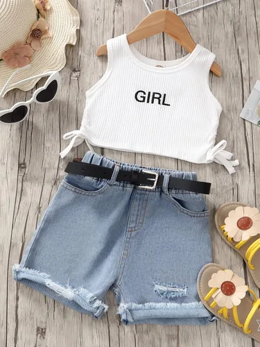 Vista 2 de Conjunto de ropa corta sin mangas para niñas y bebés