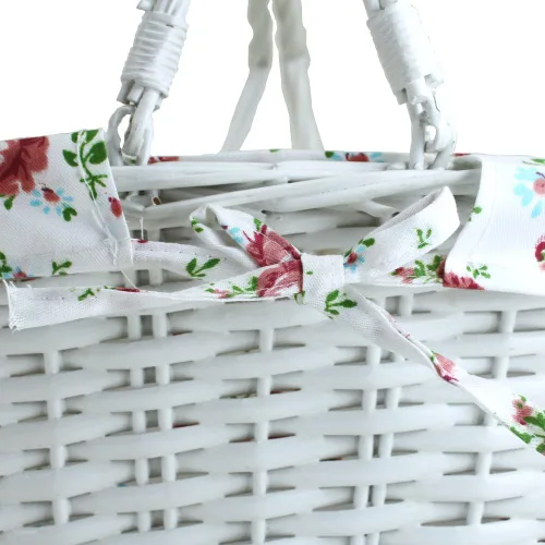 Vista 9 de Cesta de regalo de mimbre de color blanco con asas plegables dobles, Kingwillow (blanco)