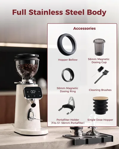 Vista 8 de Tuni G3 Commercial - Molinillo de café de rebabas planas de 2.520 in Marfil