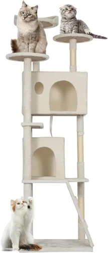 Vista 32 de FDW Torre de árbol para gatos de 54 pulgadas Ceniciento Centro de Ashy