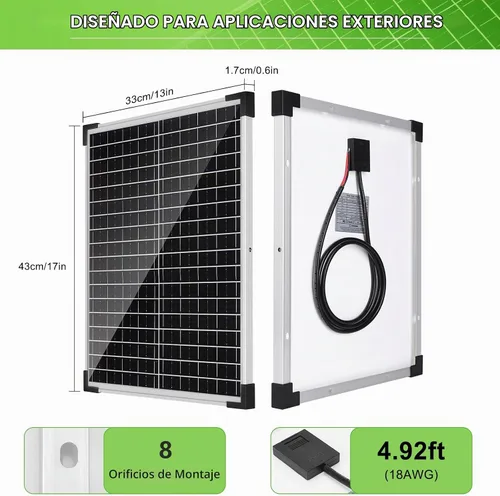 Vista 3 de Kit de panel solar 25W 12V Mantenedor de batería monocristalino con controlador de carga solar de 10 A y cable de extensión con clips de batería