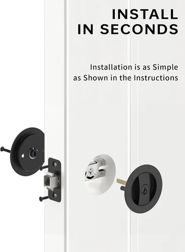 Vista 2 de Asidrama Paquete de 1 cerradura de puerta de bolsillo de entrada negro mate con llave