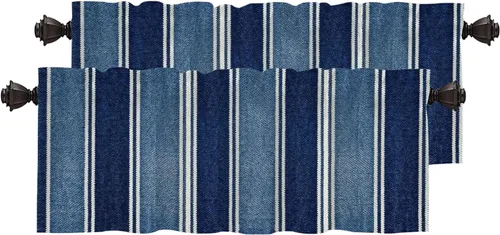Vista 89 de Cortinas opacas de poliéster multicapa para cafetería, con diseño de diamantes, 2 unidades, 26 x 24 pulgadas